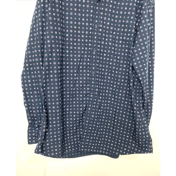 Paul & Shark Yachting Button Down Shirt Men's Size XXL Blue Diamond Print Long - Picture 4 of 13